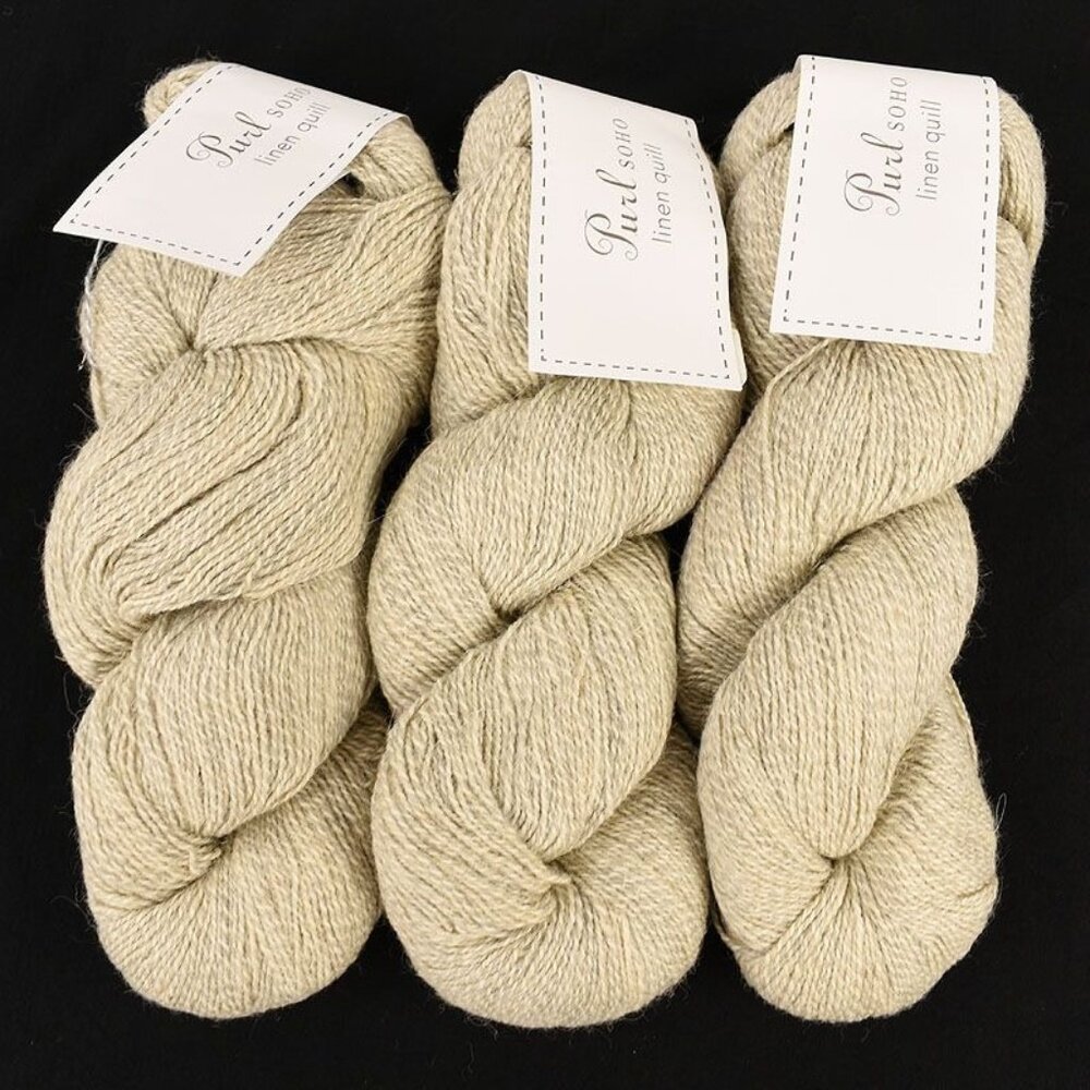 Purl Soho Linen Quill Yarn 3 Skein Highland Wool Alpaca Linen Blend Oatmeal Gray